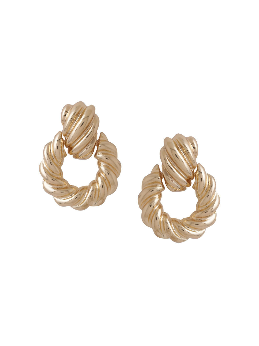 NVR Women Gold Toned Circular Drop Earrings - Distacart