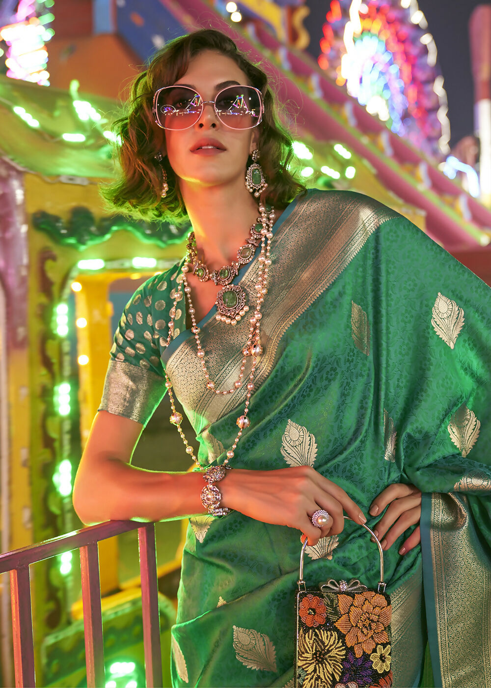 Beautiful Green Handloom Weaving Silk Saree - Emponline - Distacart