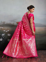Thumbnail for Shree Shyam Fashion Rani Pink Silk Blend Saree - Distacart