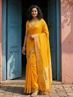 Thumbnail for Shree Shyam Fashion Yellow Silk Blend Saree - Distacart
