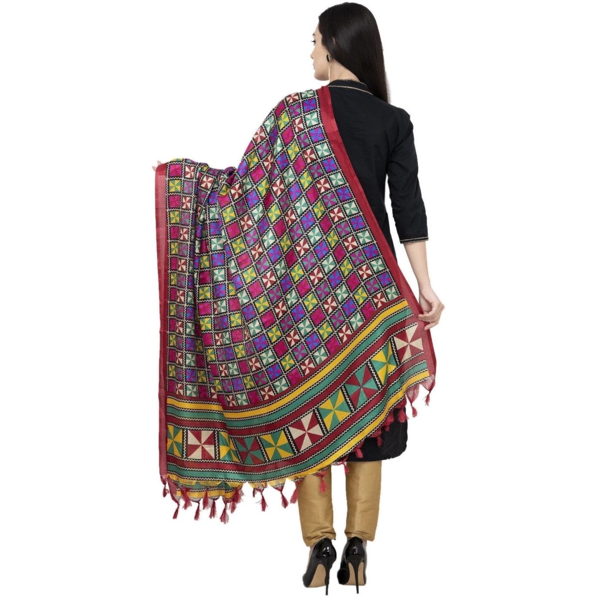 A R Silk Tussar Multi Print Fancy Dupatta Color Multi color Dupatta or Chunni