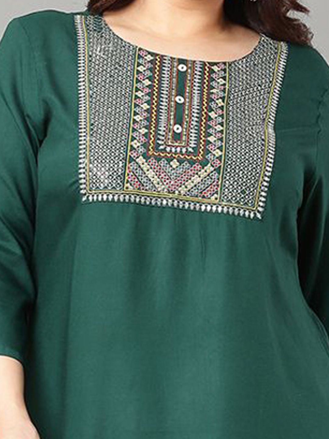 Sztori Plus Size Geometric Embroidered Thread Work Straight Kurta - Distacart