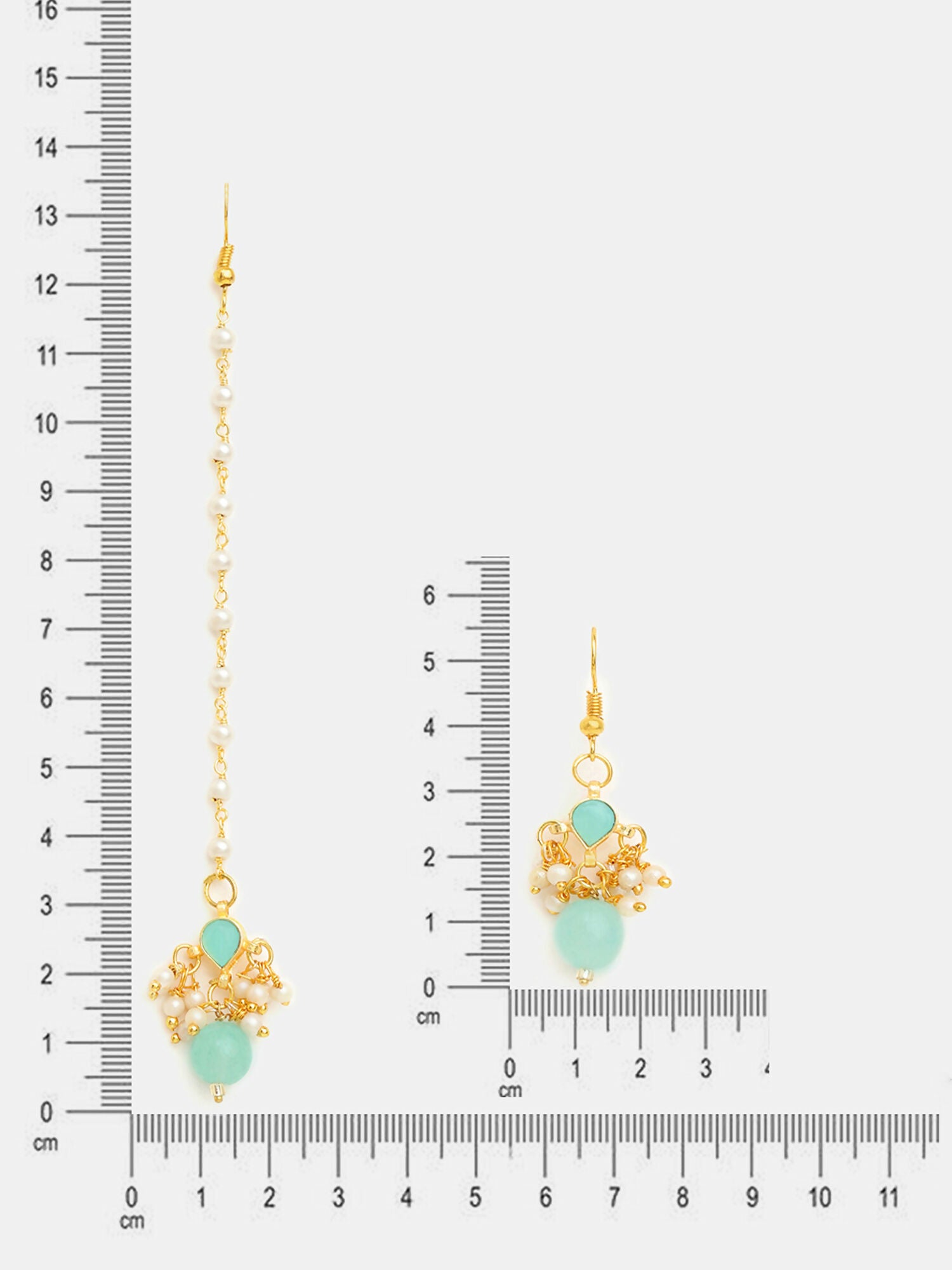 Ruby Raang Traditional Green Drop Maang Tikka And Earrings