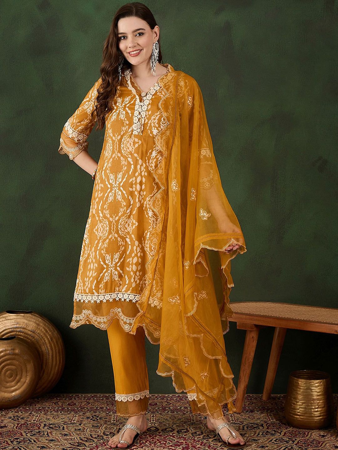 Sangria Embroidered Kurta & Trouser With Dupatta - Distacart
