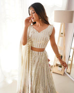 Thumbnail for Joban Fashion white Lehenga Georgette Sequins and Thread Work