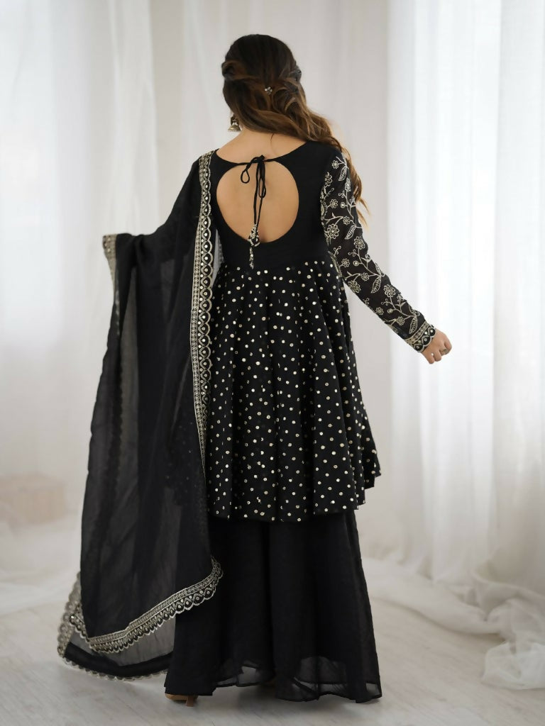 Teeya Creation Black Color Embroidery Work Wedding Wear Salwar Suit