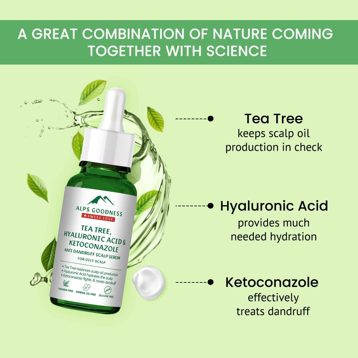 Alps Goodness Tea Tree, Hyaluronic Acid & Ketoconazole Anti Dandruff Scalp Serum - Distacart