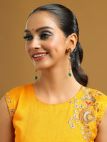 Thumbnail for Ruby Raang Green Long Kundan Dangler Earrings