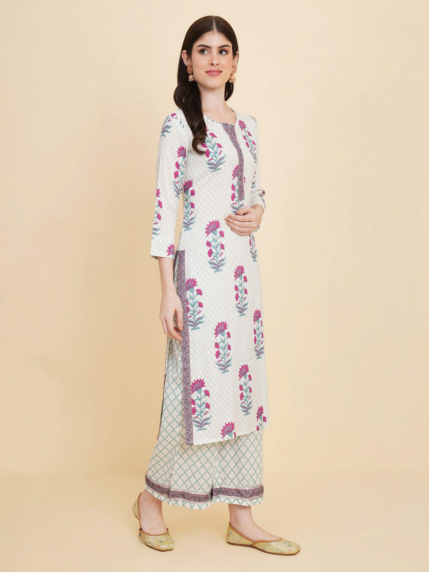 Designer Stylish white Cotton Stitched Suit With Dupatta - Tanisha - Distacart