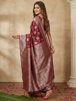 Thumbnail for Shree Shyam Fashion Maroon Silk Blend Saree - Distacart