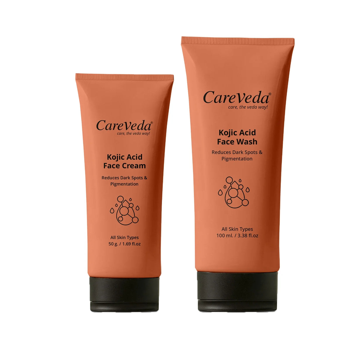CareVeda Kojic Acid Bright Boost Combo Set of 2- Face Wash 100gm & Face Cream 50gm - Dista