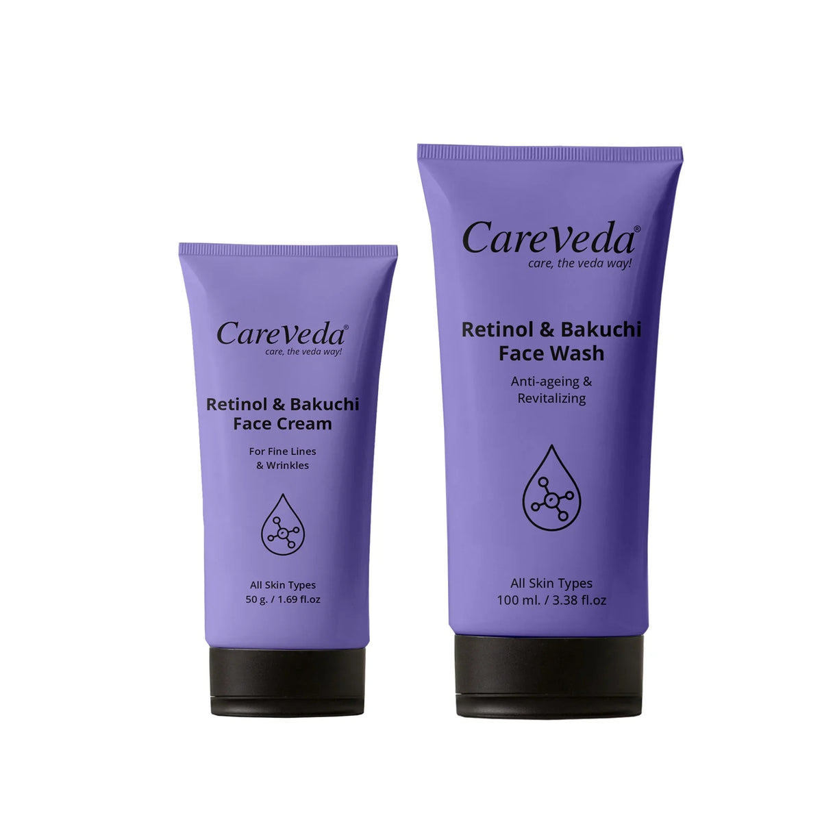 CareVeda Retinol Glow Duo Combo Set of 2 – Face Wash 100gm & Cream 50gm - Dista