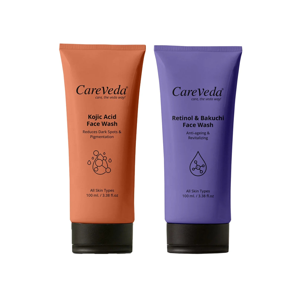 CareVeda Skin Radiance Combo – Kojic Acid, Retinol & Bakuchi Face Wash (Set of 2) - Dista