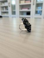 Thumbnail for Inhanns Rang-E-Roshan Adjustable Ring – Handmade Crystal Statement Ring - Black - Distacart