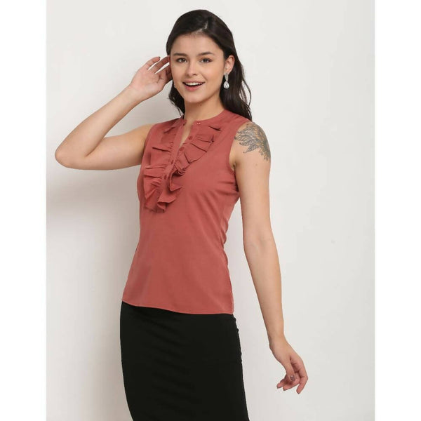 Aastha Fashion Women's Mauve Pink Polyester Solid Casual Top - Distacart