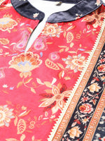 Thumbnail for Ahalyaa Women Navy Blue Ethnic Motifs Printed Gotta Patti Velvet Kurta with Palazzos - Distacart