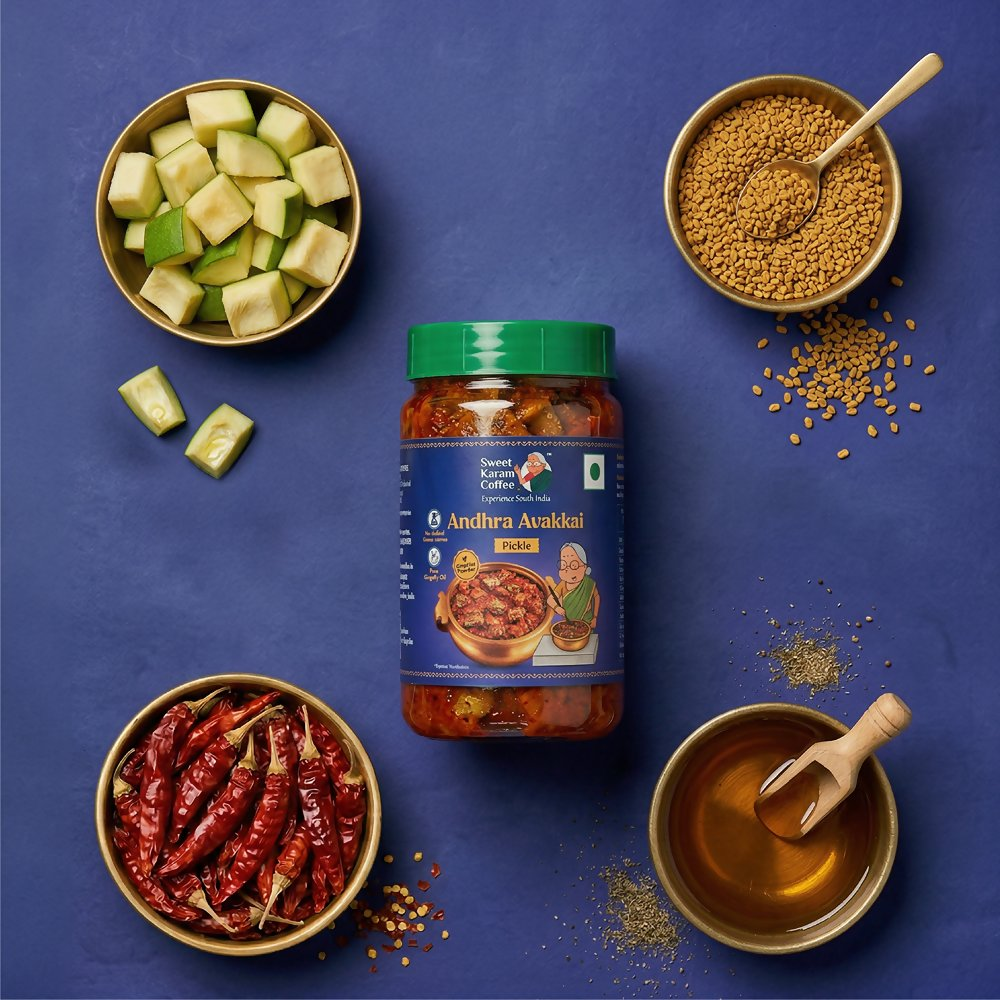 Sweet Karam Coffee Classic Avakkai Pickle (No Garlic Raw Mango Pickle) - Dista