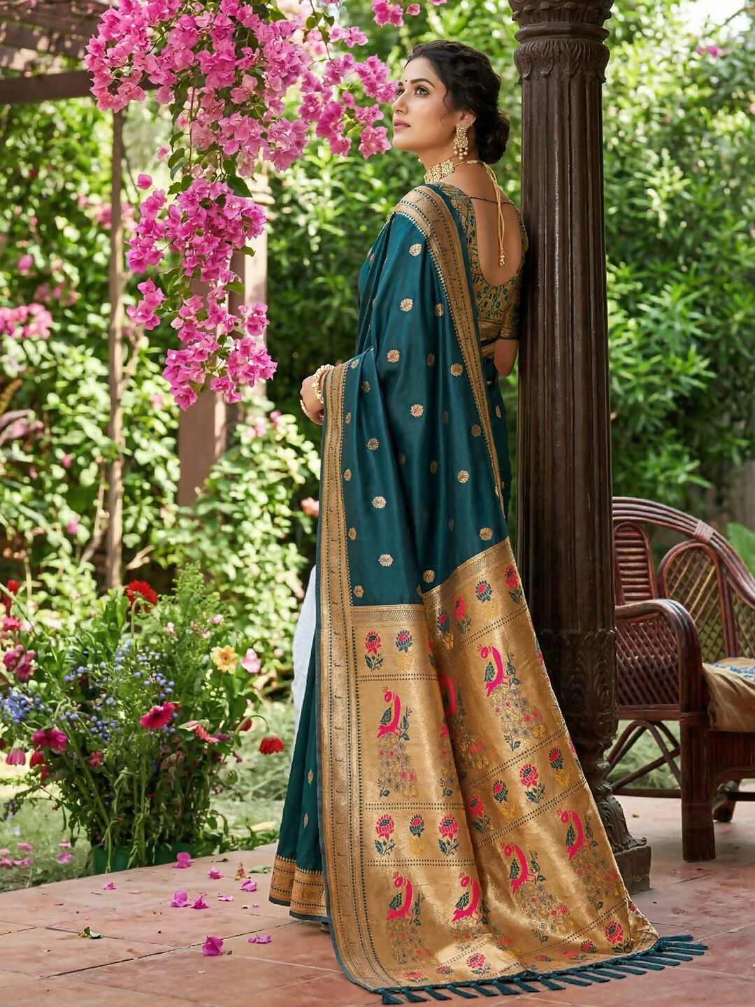 Shree Shyam Fashion Teal Soft Silk Saree - Dista