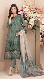 Thumbnail for Anaita D Green Cambric Cotton Stitched Suit with Embroidery & Sequence Work - Distacart