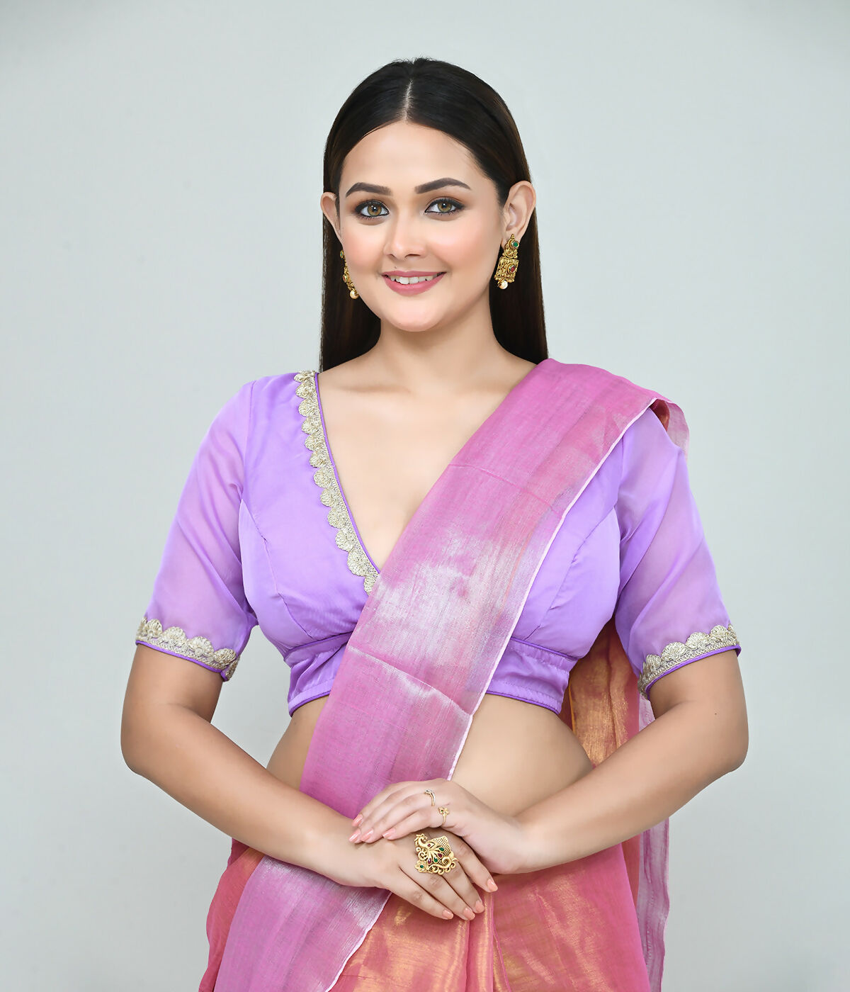 Joban Fashion Women's Purple Embroidered Stitched Blouse