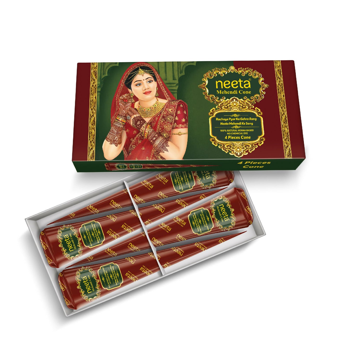 Neeta Mehendi Cone for Hand Design – 4 Henna Cones - Distacart