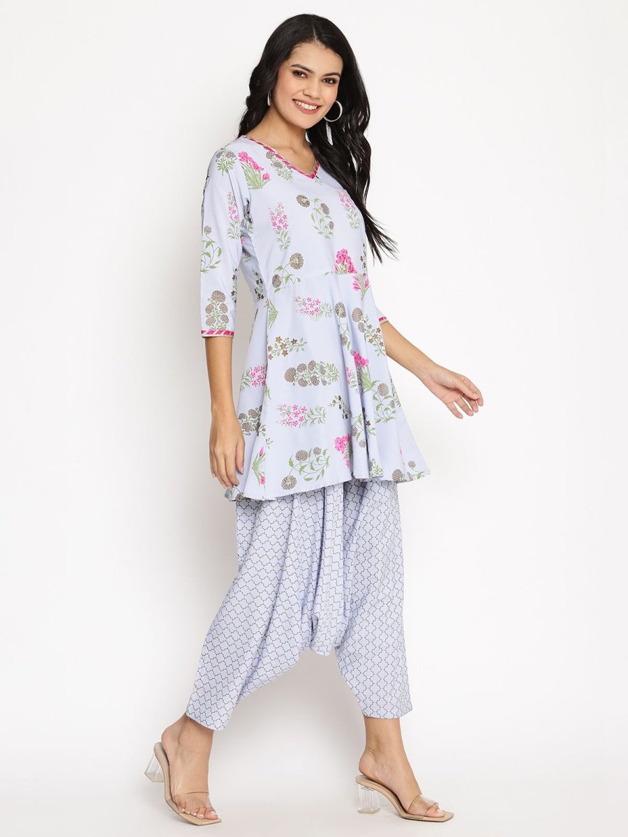 Ahalyaa Crepe Printed Top With Harem Pant