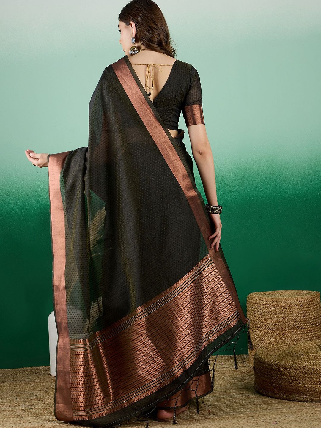 Mitera Woven Design Zari Organza Saree - Distacart