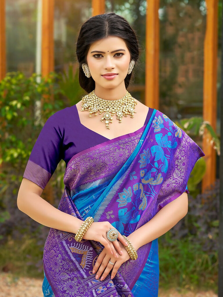 Astita Blue Soft Silk Saree - Distacart