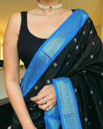 Thumbnail for Preksha Creation Designer Women Banarasi Soft Silk Saree - Black - Distacart