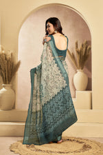 Thumbnail for Vastranavya Digital Printed Linen Ready To Wear Designer Saree with Unstitched Blouse - Distacart