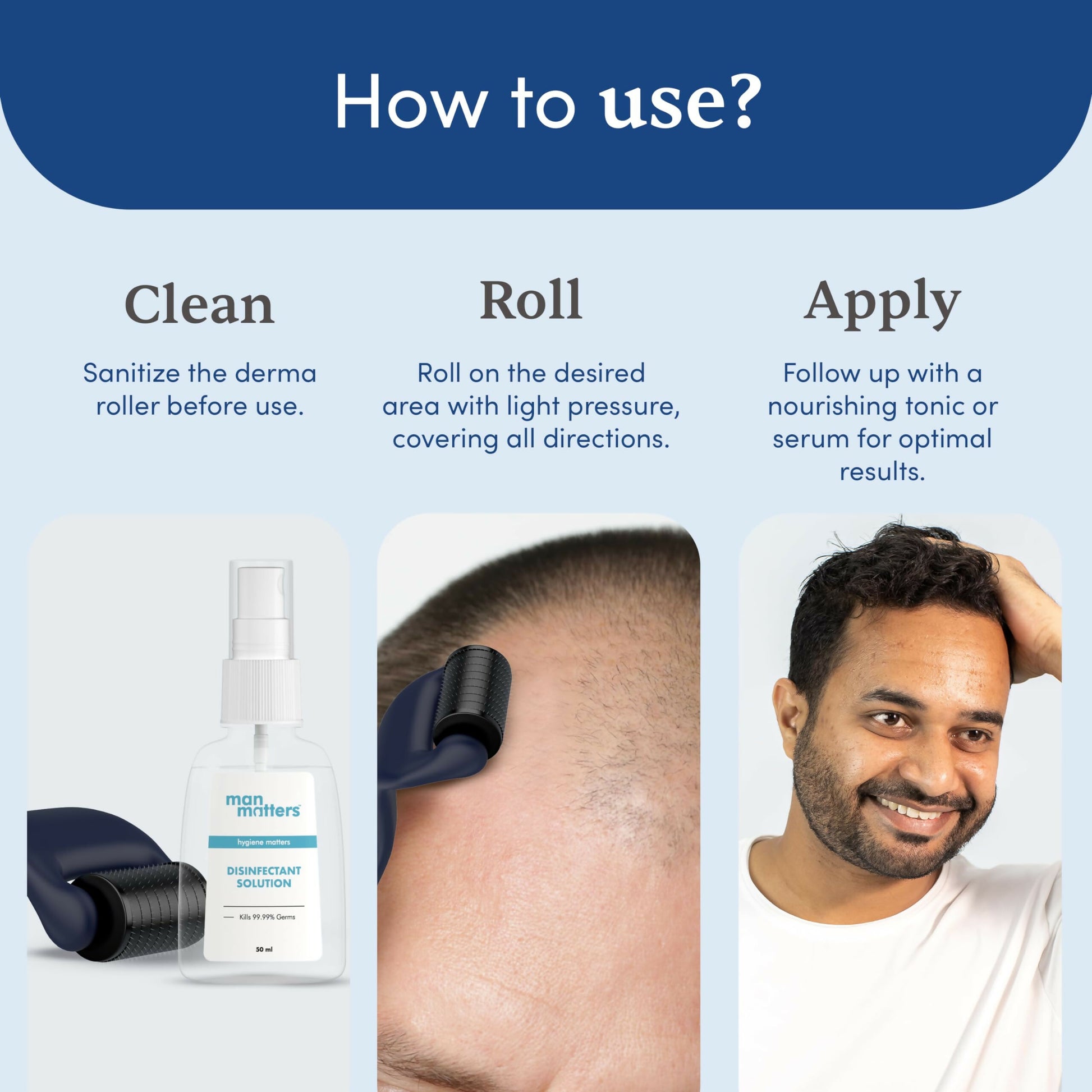 Man Matters Advance Derma Roller For Hair & Beard - 540 Micro 0.5mm Titanium Alloy Needles - Distacart