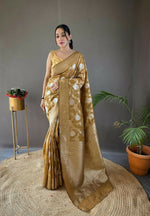 Thumbnail for Preksha Creation Banarasi Soft Silk Women Yellow Saree - Distacart