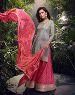 Thumbnail for Anaita Grey Embroidered Shimmer Stitched Plazo suit - Distacart