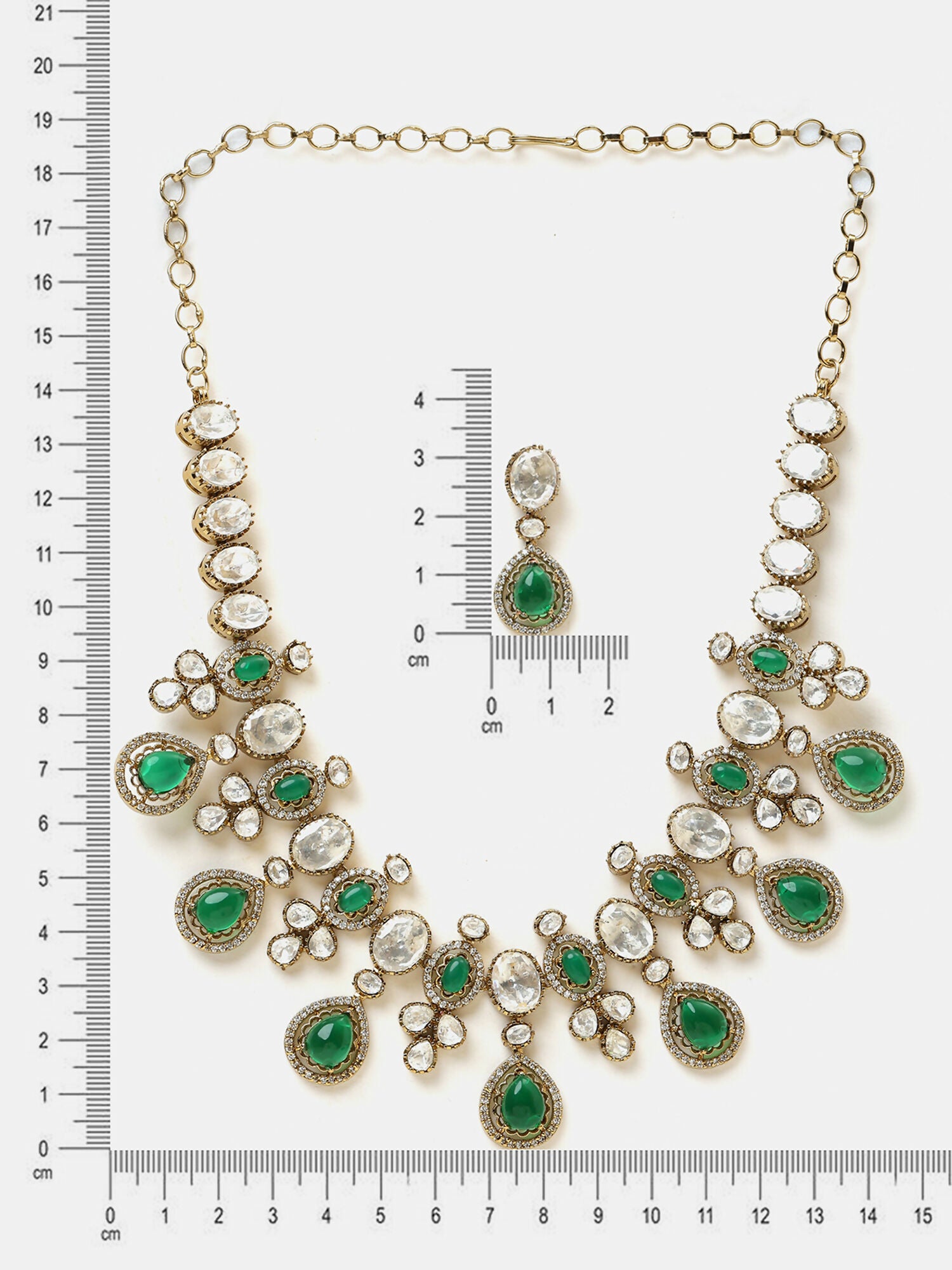 Ruby Raang Green Stone Kundan Work Necklace And Matching Earrings - Distacart