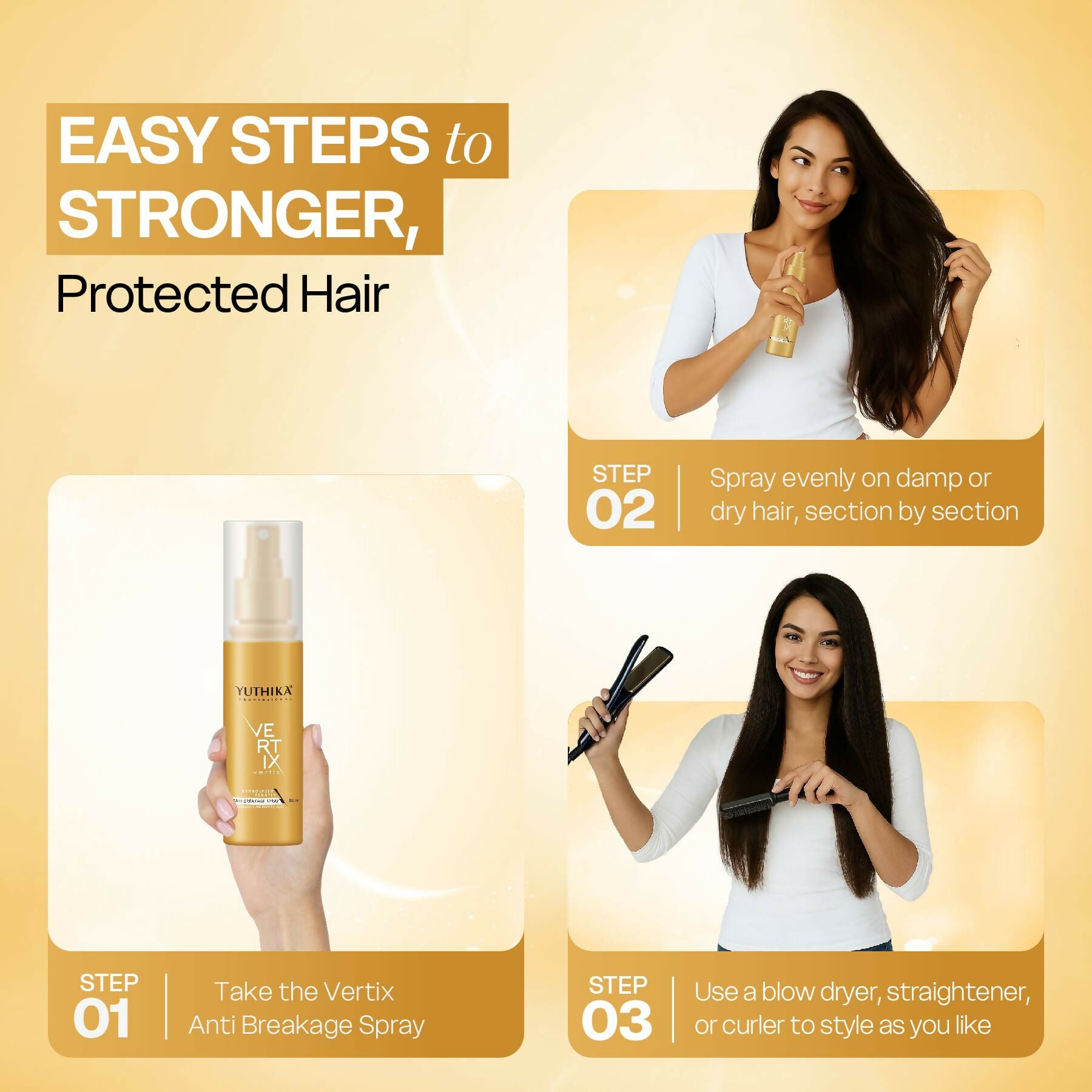 Yuthika Professional Vertix Hydrolyzed Keratin Anti Breakage Hair Spray - Distacart