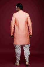 Thumbnail for Raivat Ethnic Banarasi Jacquard Embroidery Semi Indo Western Sherwani In Pink Colour