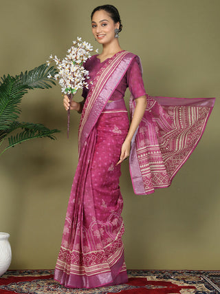 Astita Cotton Purple Saree