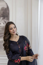 Thumbnail for The52 Women's Beautiful Soft Assam Fabric Printed Work A-line Kurta Pant and Dupatta Set - Distacart