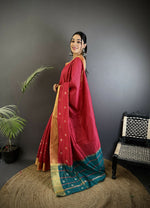 Thumbnail for Joban Fashion Hot Pink Bhagalpuri Cotton Silk Stripes/Box Saree