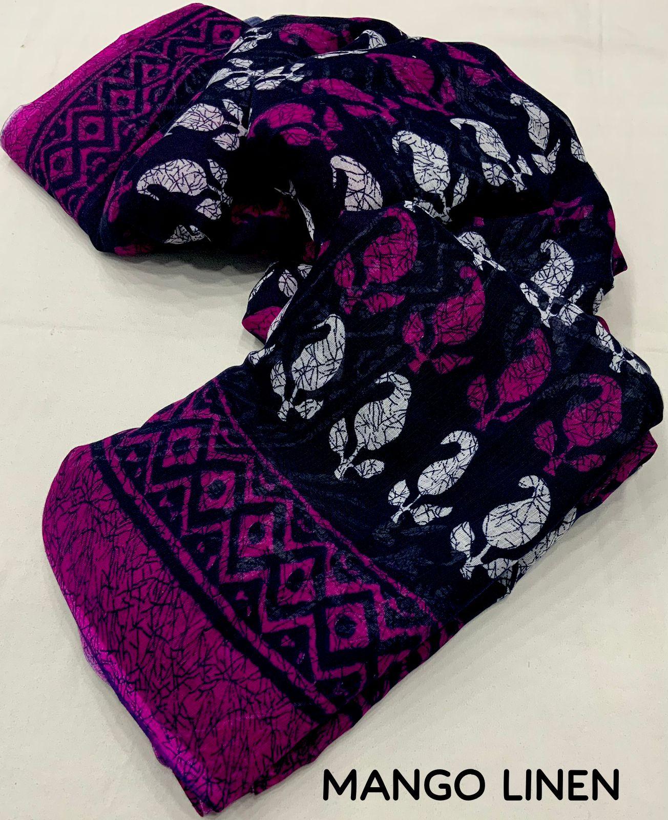 Purple Linen Blend Ethnic Motifs Saree with Unstitched Blouse - Hiral Fashion - Distacart