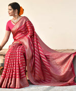 Thumbnail for Preksha Creation Designer Women Banarasi Soft Silk Saree - Pink - Distacart