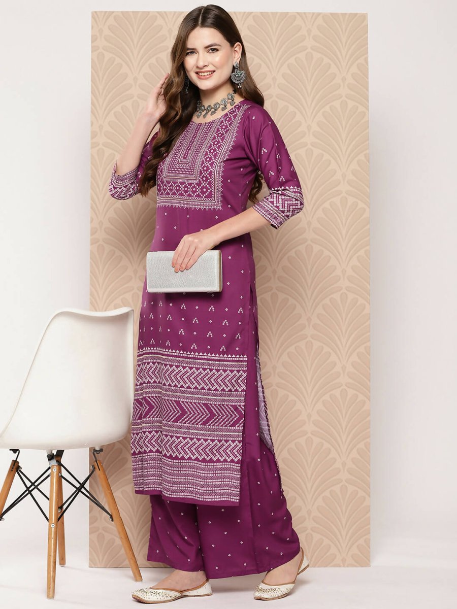 Ahalyaa Women's Traditional wear Kurta Set - Purple - Distacart