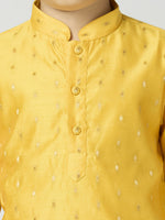 Thumbnail for Joban Fashion Kids Island Full Sleeves Chanderi Kurta, Pyjama Set with Traditional Butta Work - Yellow - Distacart