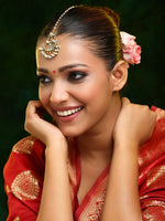 Thumbnail for Ruby Raang Gold Polished Gold Kundan Maang Tikka