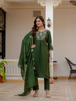 Thumbnail for Pramukh Fab Green Color Viscose Mango Silk Kurta Set - Distacart