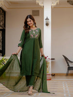 Thumbnail for Pramukh Fab Green Color Viscose Mango Silk Kurta Set - Distacart
