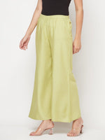 Thumbnail for Aniyah Rayon Flared Slip-On Pista Color Palazzo