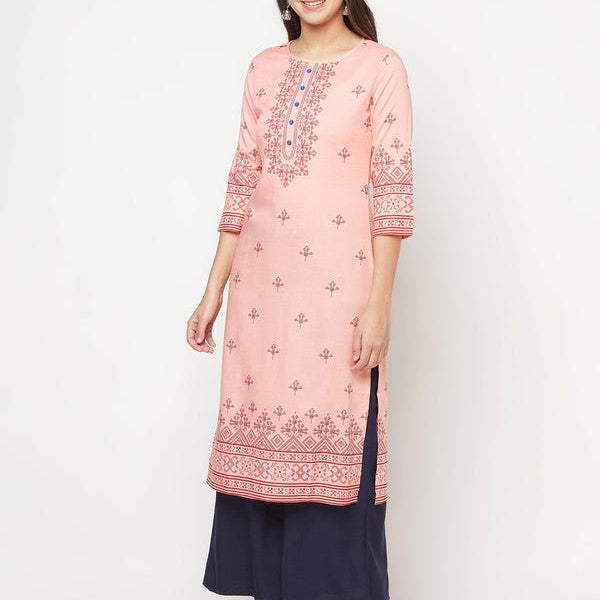 Aniyah Peach Color Rayon Digital Screen Print Straight Kurta