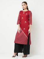 Thumbnail for Aniyah Rayon Digital Screen Print Maroon Straight Kurta