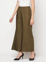 Thumbnail for Aniyah Rayon Flared Slip-On Dark Green Palazzo